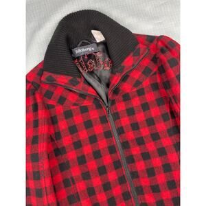 Billabong Buffalo Plaid Bomber Jacket Womens Large ? Wool Blend Satin Lined VTG